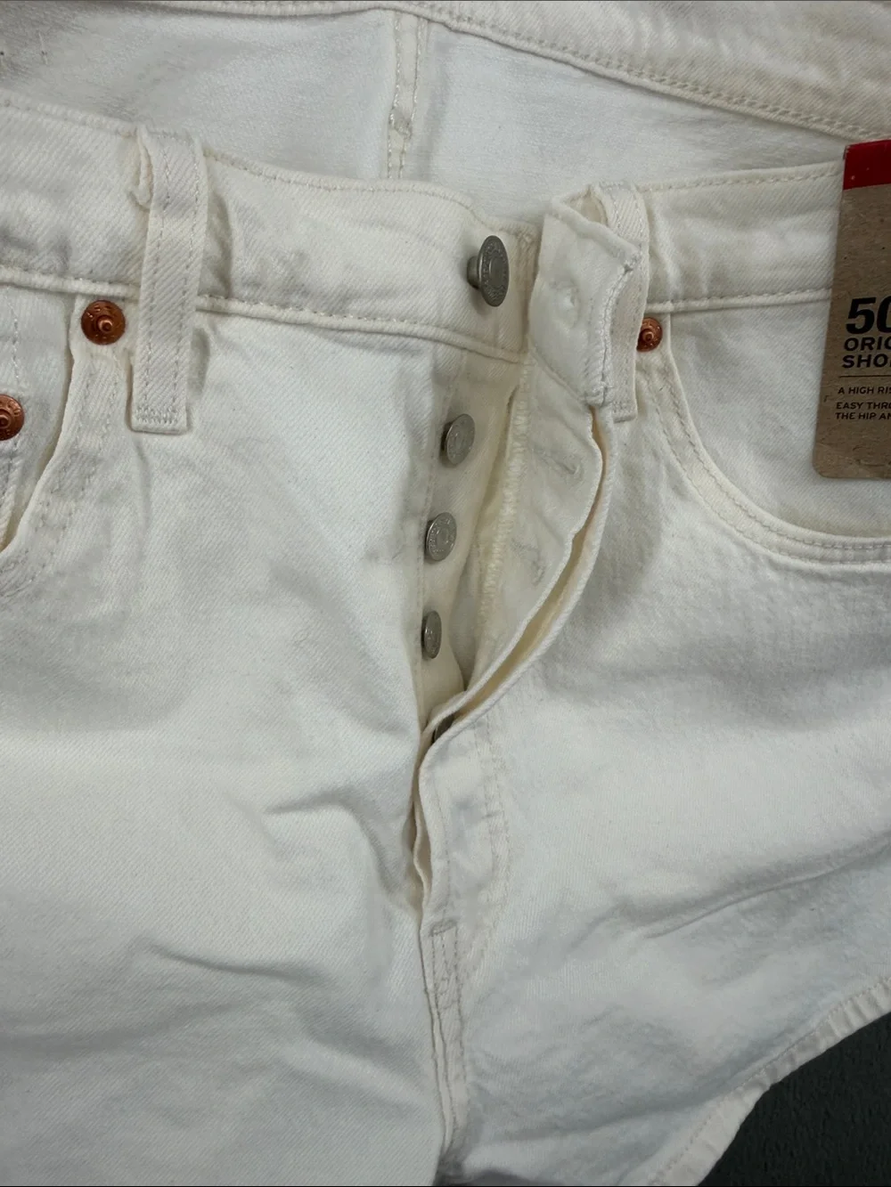 Levi's White High-Rise Denim Shorts